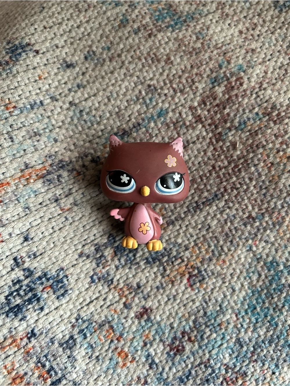 LPS Littlest Pet Shop Brown Pink Floral Owl #635